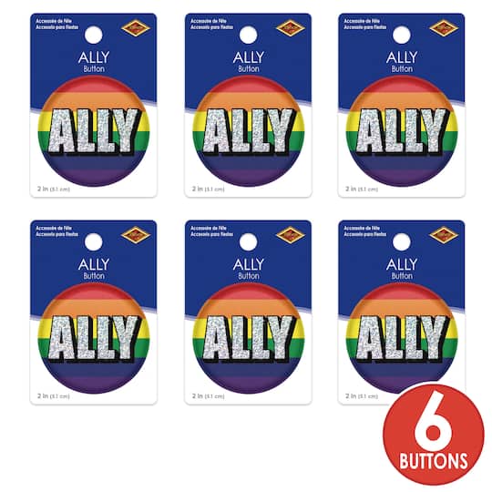 Beistle 2" Pride Ally Buttons, 6ct.